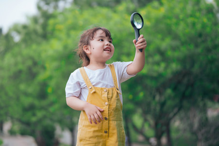 Photo of young Asian baby girl playing at parkの写真素材