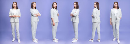 Photo of different views of the same young Asian businesswoman