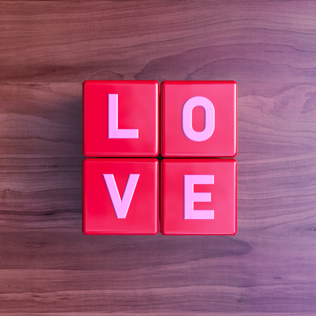 Cubes with letters form the word "LOVE"の写真素材
