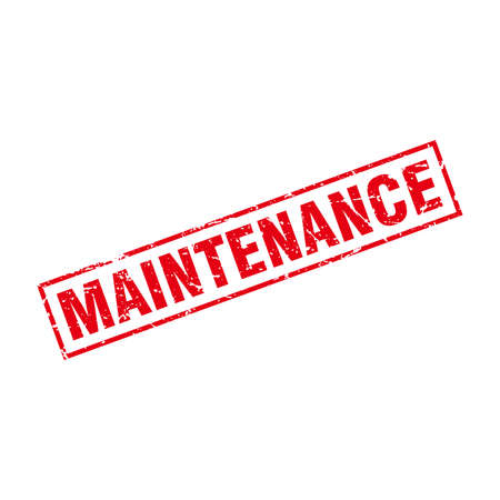Abstract Red Grungy Maintenance Rubber Stamps Sign Illustration Vector, Maintenance Text Seal, Mark, Label Design Templateのイラスト素材