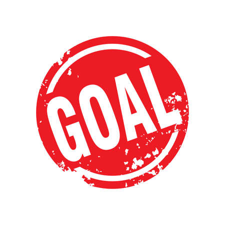 Abstract Red Grungy Goal Rubber Stamp Sign with Circle Shape Illustration Vector, Goal Text Seal, Mark, Label Design Templateのイラスト素材
