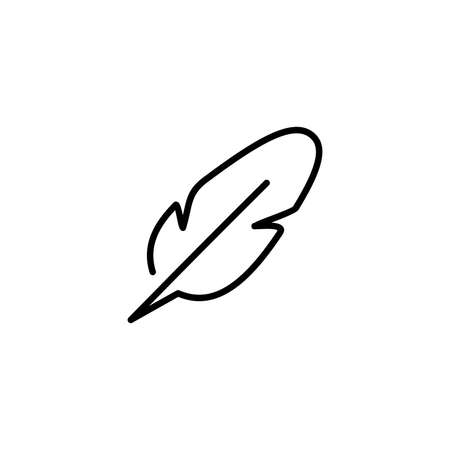 Simple Flat Feather Icon Illustration Design, Silhouette Feather Symbol with Outlined Style Template Vectorのイラスト素材