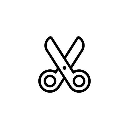 Simple Flat Scissors Icon Illustration Design, Silhouette Scissors Symbol with Outlined Style Template Vectorのイラスト素材
