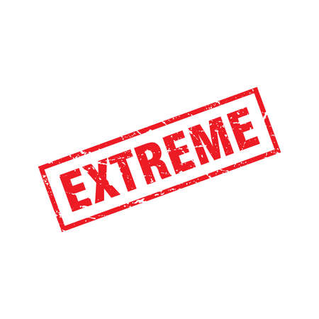 Abstract Red Grungy Extreme Rubber Stamp Sign Illustration Vector, Extreme Text Seal, Mark, Label Design Templateのイラスト素材