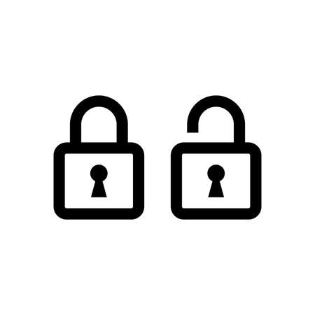 Set of Simple Lock and Unlock Icon Illustration Design, Flat Lock and Unlock Symbol Template Vectorのイラスト素材