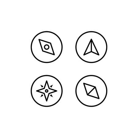Set of Simple Compass Icon Illustration Design, Compass Symbol Collection With Outlined Style Template Vectorのイラスト素材