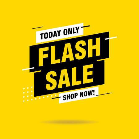 abstract flash sale banner isolated on yellow background, flash sale advertisement template vectorのイラスト素材
