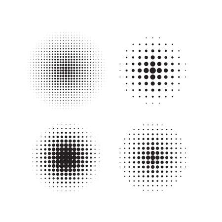 set of circle halftone illustration design, abstract dots vector collectionのイラスト素材