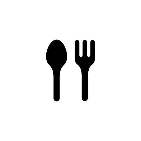 simple spoon and fork icon illustration design, silhouette of modern spoon and fork symbol template vectorのイラスト素材