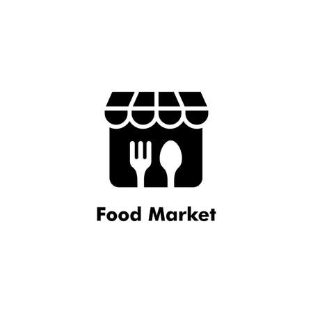 simple flat food market icon illustration design, food market with spoon and fork symbol template vectorのイラスト素材