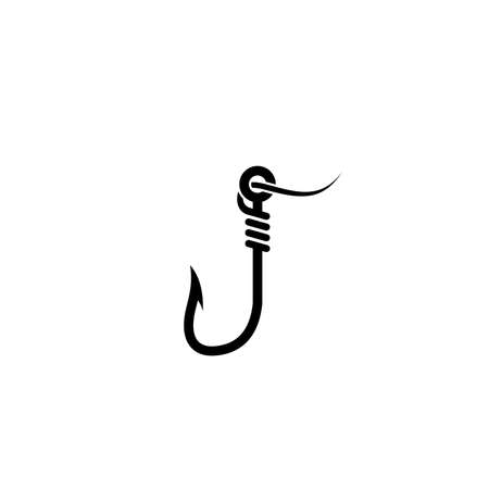 simple fishing hook icon design, fishing hook tied to string illustration vectorのイラスト素材