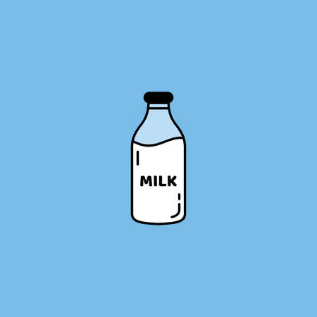 simple milk bottle icon illustration design, milk bottle symbol with outlined style vectorのイラスト素材