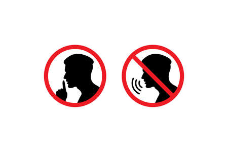 set of keep silence sign illustration vector, keep silence symbol designのイラスト素材