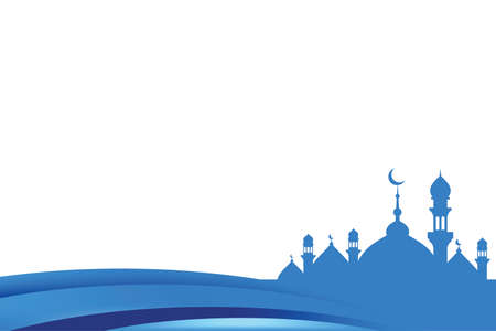 simple blue islamic background with mosque and copy space for textのイラスト素材