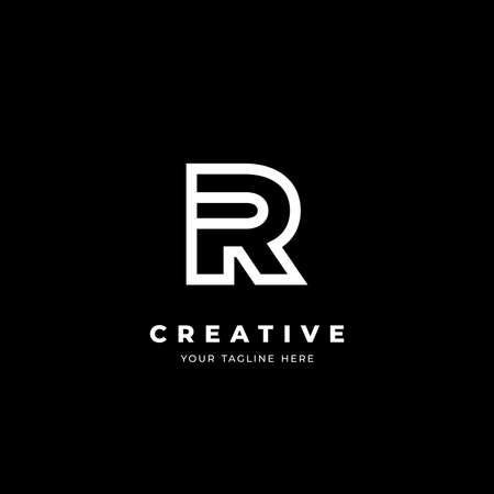 Simple Letter R Logo Design, Modern R Symbol Inspiration with Outlined Stye Vectorのイラスト素材