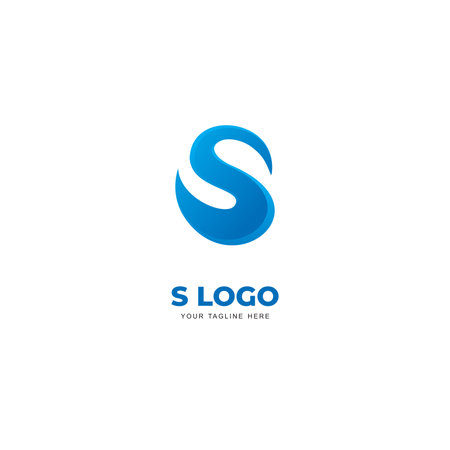 Simple Flowing Letter S Logo Design, Modern Blue S Symbol Inspiration Vectorのイラスト素材