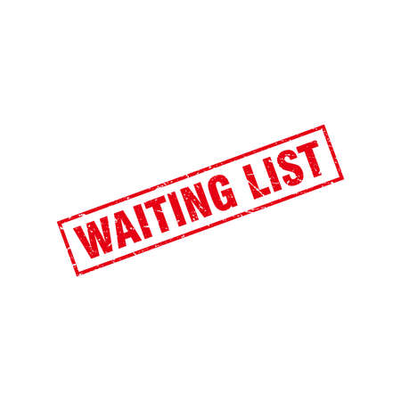 Abstract Red Grungy Waiting List Rubber Stamp Sign Illustration Vector, Waiting List Text Seal, Mark, Label Design Templateのイラスト素材