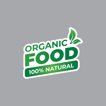 organic food label with 100% natural text template vectorのイラスト素材