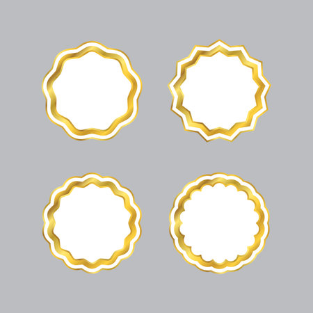 set of various circle golden frame template vectorのイラスト素材