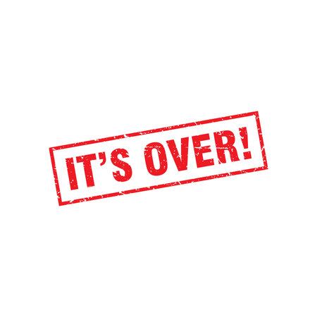 Abstract Red Grungy It's Over Rubber Stamp Vectorのイラスト素材