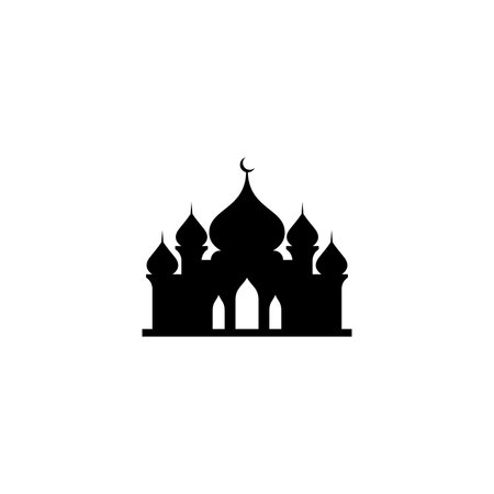 simple flat mosque icon design vector, mosque silhouetteのイラスト素材