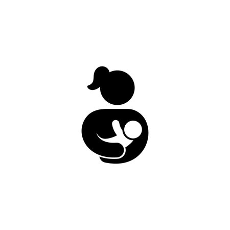 simple mother and baby icon, lactating symbol vectorのイラスト素材