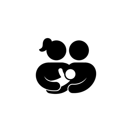 symbol of father and mother holding babyのイラスト素材