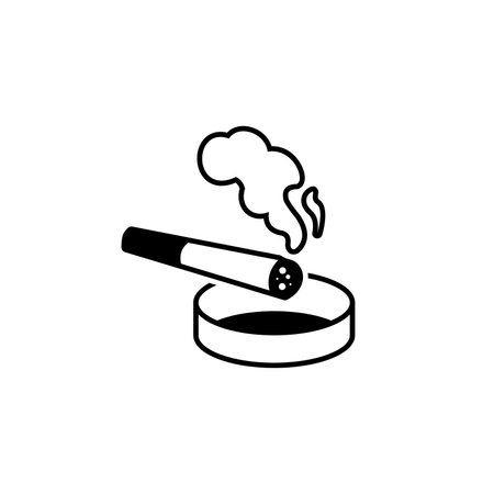 simple cigarette icon illustration vector, cigarettes on the ashtrayのイラスト素材