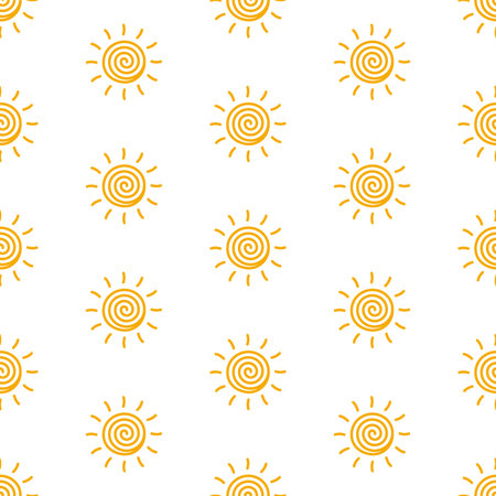 simple hand drawn sun seamless pattern vector, cute sun pattern backgroundのイラスト素材