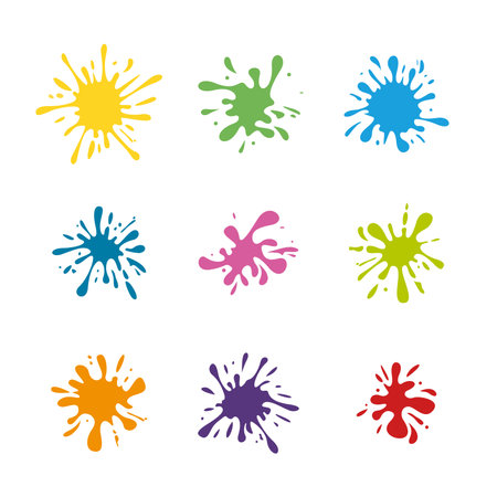 set of colorful splash splatter vector elementのイラスト素材