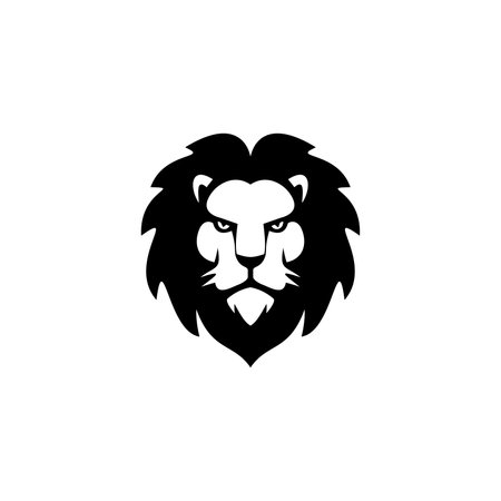 simple lion head icon vector illustration, lion logo designのイラスト素材