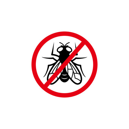 anti fly sign illustration vector, insect prohibition symbolのイラスト素材