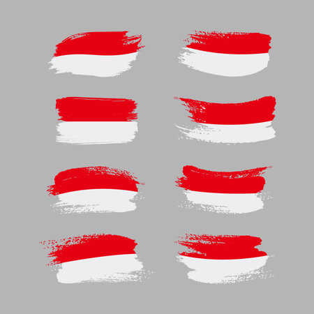 set of abstract grunge indonesia flag illustration vectorのイラスト素材