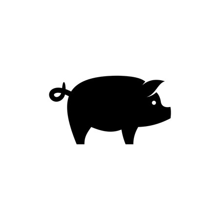 simple flat pig icon illustration vectorのイラスト素材
