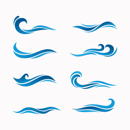 set of abstract wave elements illustrationのイラスト素材