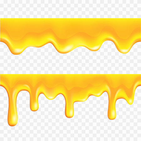 realistic honey drip seamless frame collectionのイラスト素材