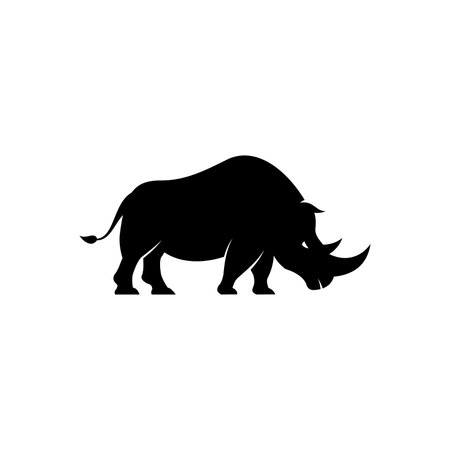 rhino icon illustration design, rhinoceros silhouetteのイラスト素材