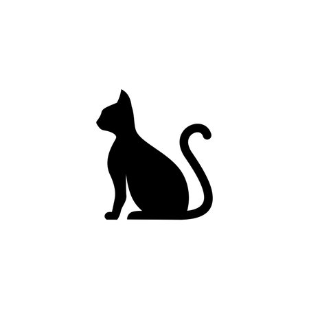 sitting cat icon illustration design, cat silhouette symbolのイラスト素材
