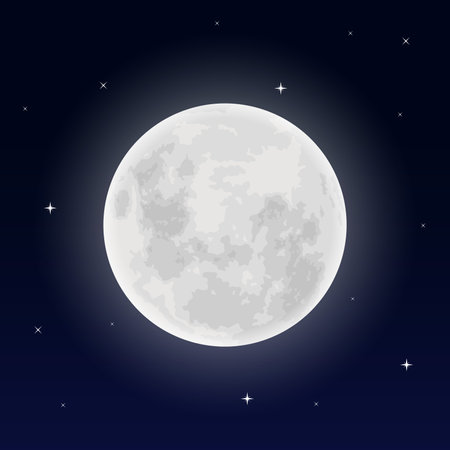 full moon illustration on night sky backgroundのイラスト素材