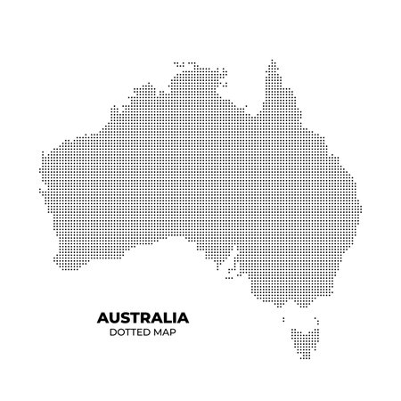 black halftone dotted australia map illustration vectorのイラスト素材