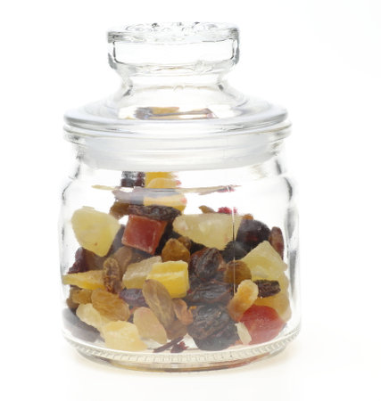 Dried fruits in a jarの写真素材
