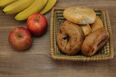 Bagels in a basketの写真素材