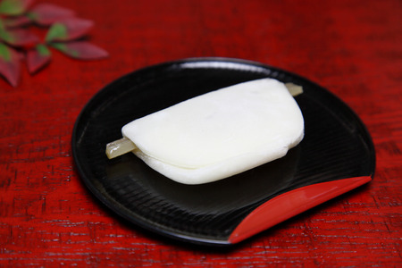 Japanese sweets on the plateの写真素材