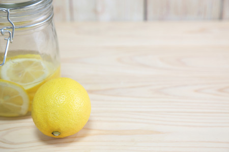 Pickled lemon in vinegarの写真素材