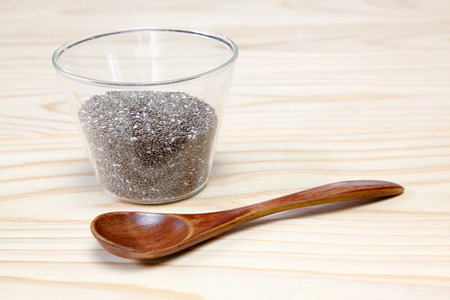 chia seeds in a glass bowlの写真素材