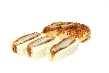 pork cutlet sandwich and grilled chicken sandwich in a white backgroundの写真素材