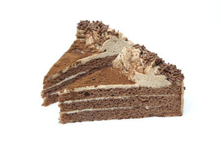 Chocolate cake in a white background