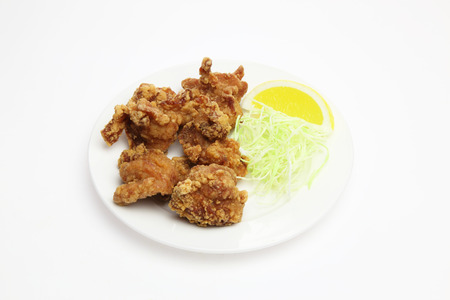 Japanese style fried chicken on the dishの写真素材