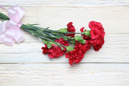 carnation in a wooden backgroundの写真素材