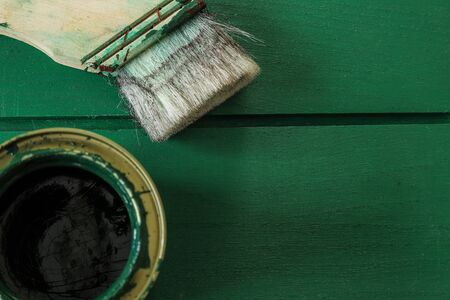 brush on the wooden boardの写真素材